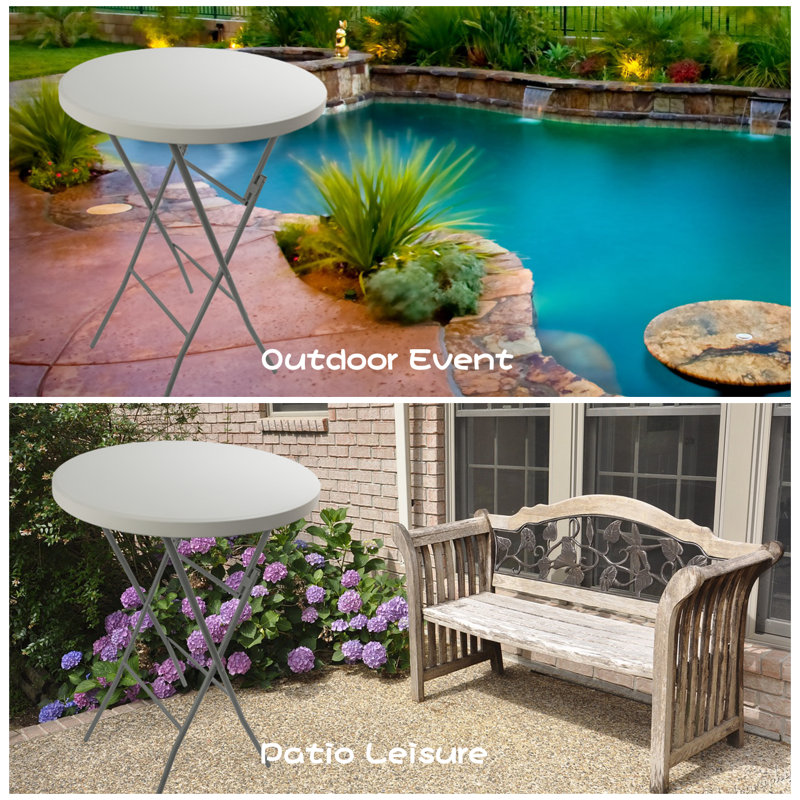 Luxdecor 32'' Round Events Party Cocktail White Plastic Bar Height